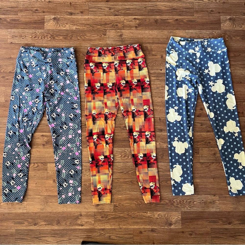 LuLaRoe Disney Minnie, Incredibles Leggings Bundle for Women Size Small